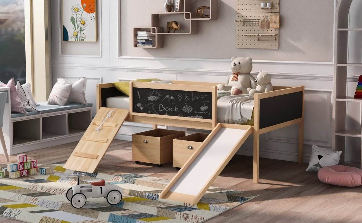 Twin Solid Wood Loft Bed With Storage Boxes - Sleep Galleria