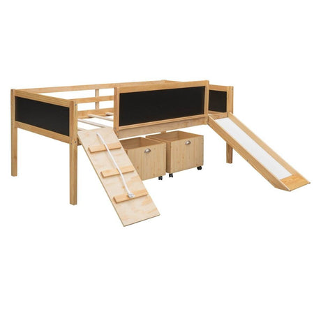 Twin Solid Wood Loft Bed With Storage Boxes - Sleep Galleria
