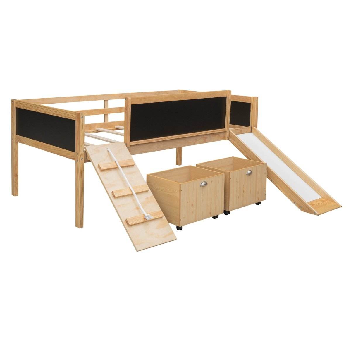 Twin Solid Wood Loft Bed With Storage Boxes - Sleep Galleria