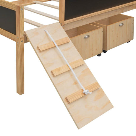 Twin Solid Wood Loft Bed With Storage Boxes - Sleep Galleria