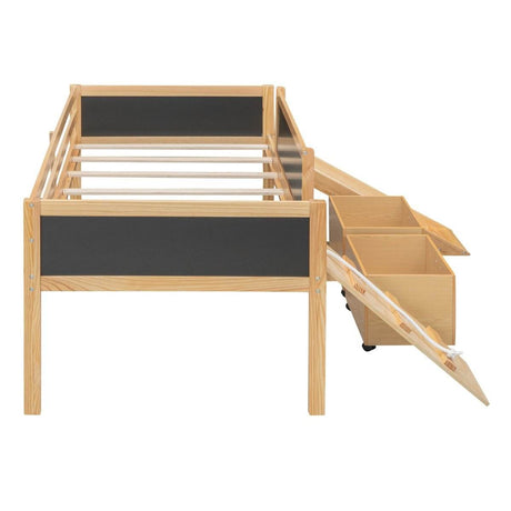 Twin Solid Wood Loft Bed With Storage Boxes - Sleep Galleria