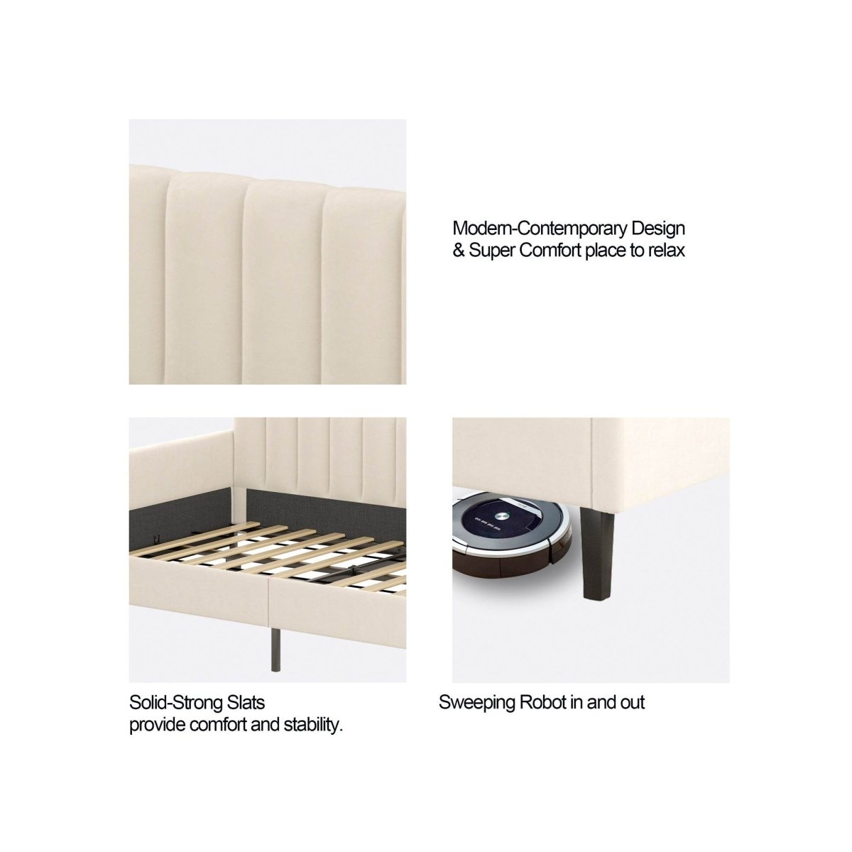 Twin Upholstered Velvet Daybed With Ribbed Tufted Backrest - Serenova - Omega Lifestyles