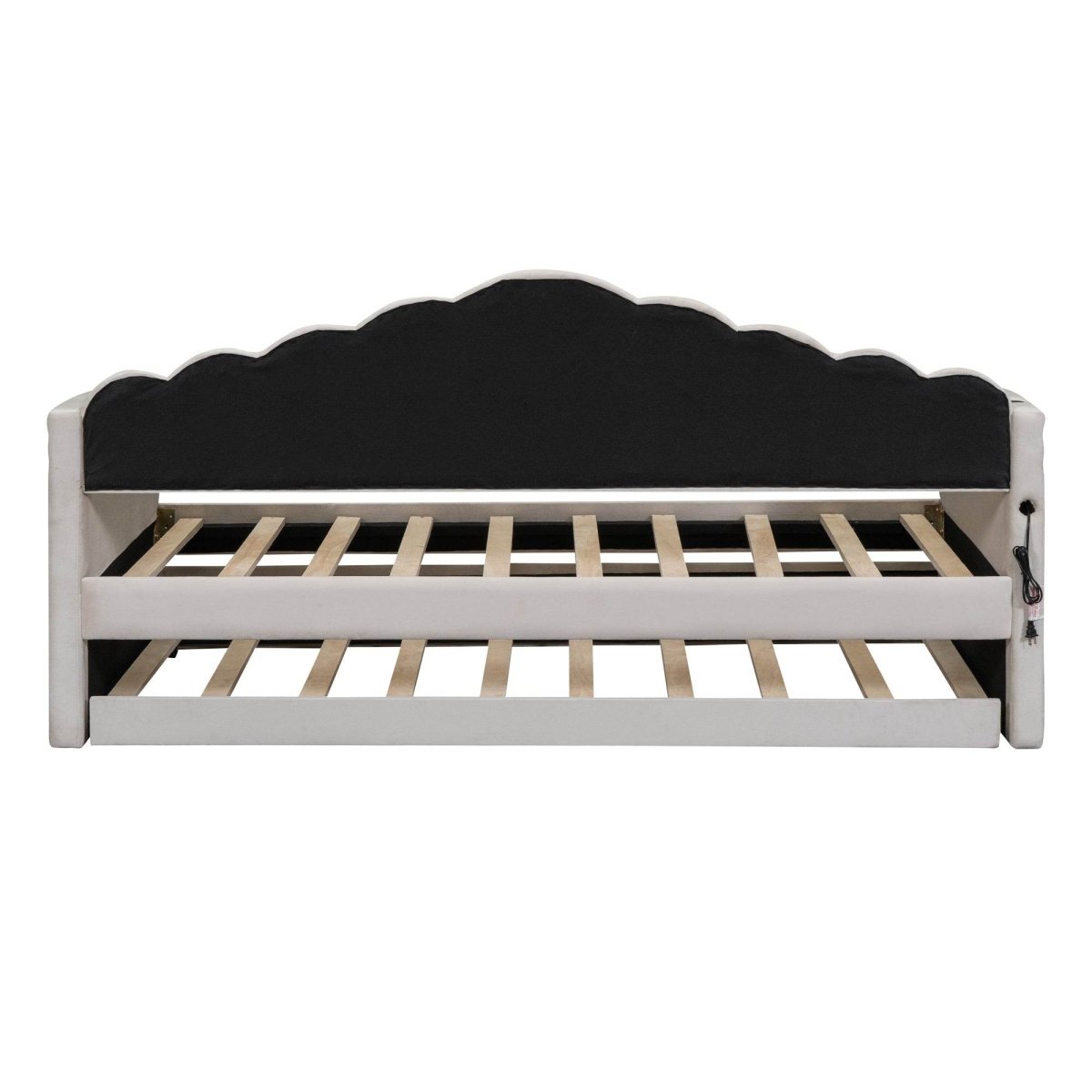 Twin Velvet Upholstered Daybed With Trundle And USB Ports - Sleep Galleria