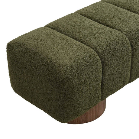 Upholstered Green Boucle Fabric Dining Bench - Sleep Galleria