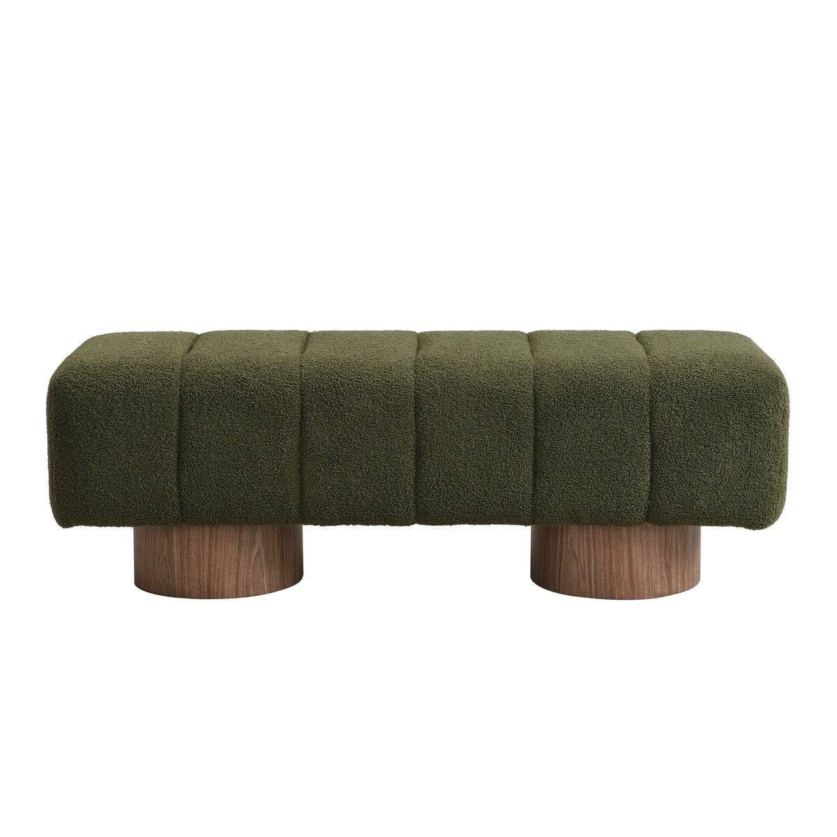 Upholstered Green Boucle Fabric Dining Bench - Sleep Galleria