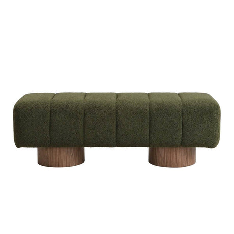 Upholstered Green Boucle Fabric Dining Bench - Sleep Galleria