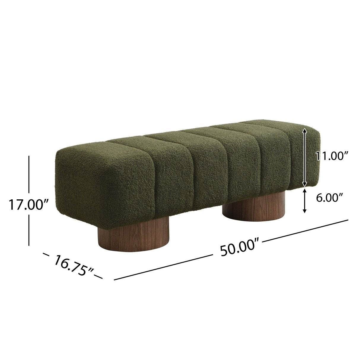 Upholstered Green Boucle Fabric Dining Bench - Sleep Galleria