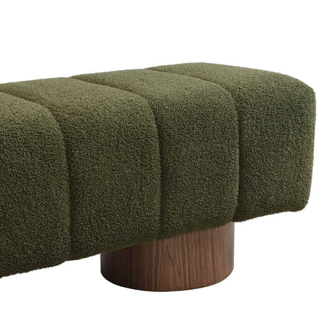 Upholstered Green Boucle Fabric Dining Bench - Sleep Galleria