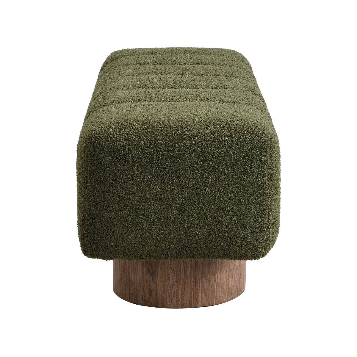 Upholstered Green Boucle Fabric Dining Bench - Sleep Galleria