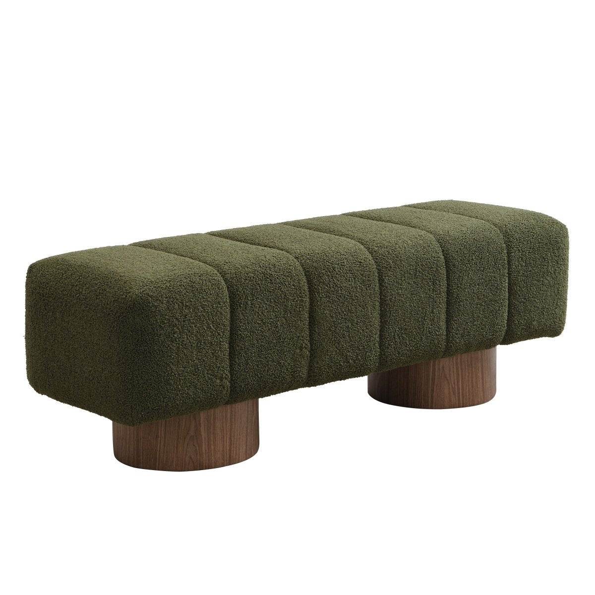 Upholstered Green Boucle Fabric Dining Bench - Sleep Galleria