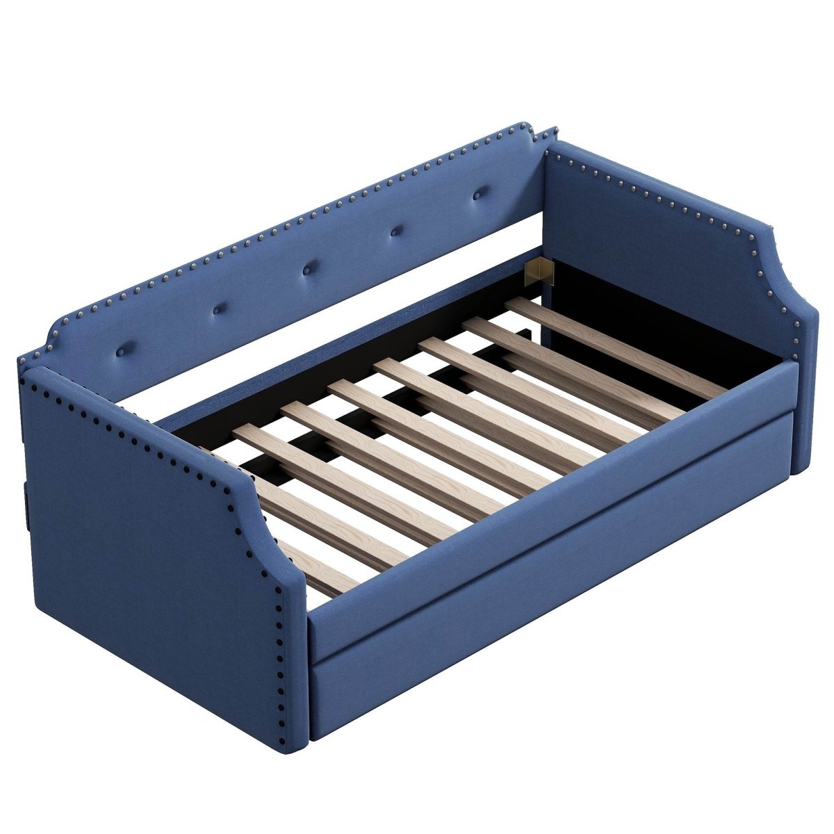 Upholstered Linen Twin Daybed With Trundle - Sleep Galleria