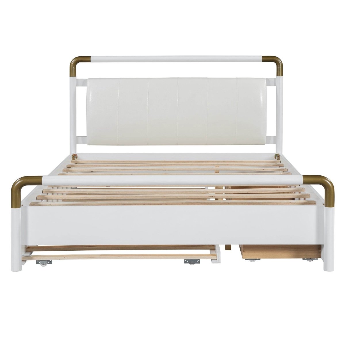 Upholstered Platform Bed With Trundle And Storage Drawers - Sleep Galleria