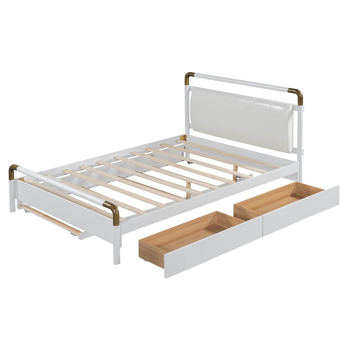 Upholstered Platform Bed With Trundle And Storage Drawers - Sleep Galleria