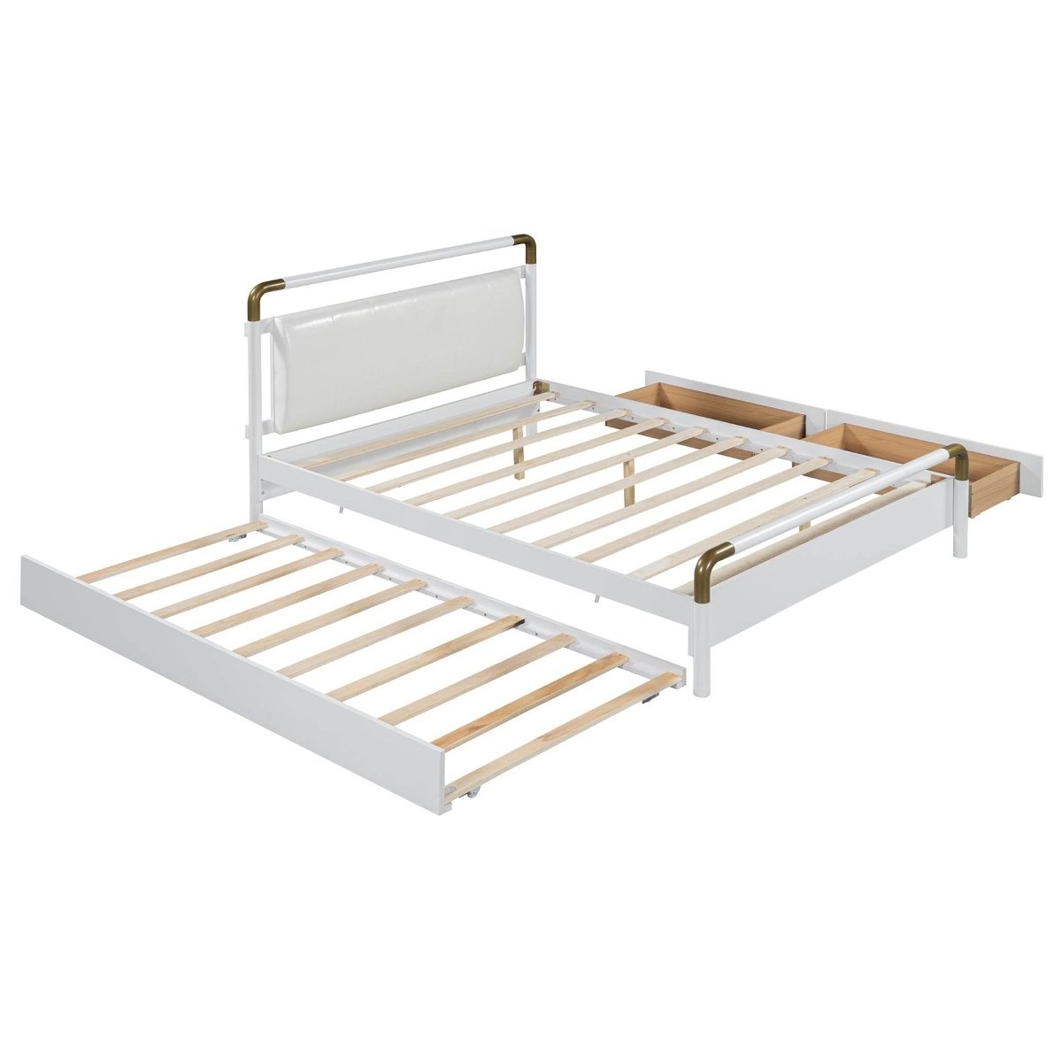 Upholstered Platform Bed With Trundle And Storage Drawers - Sleep Galleria