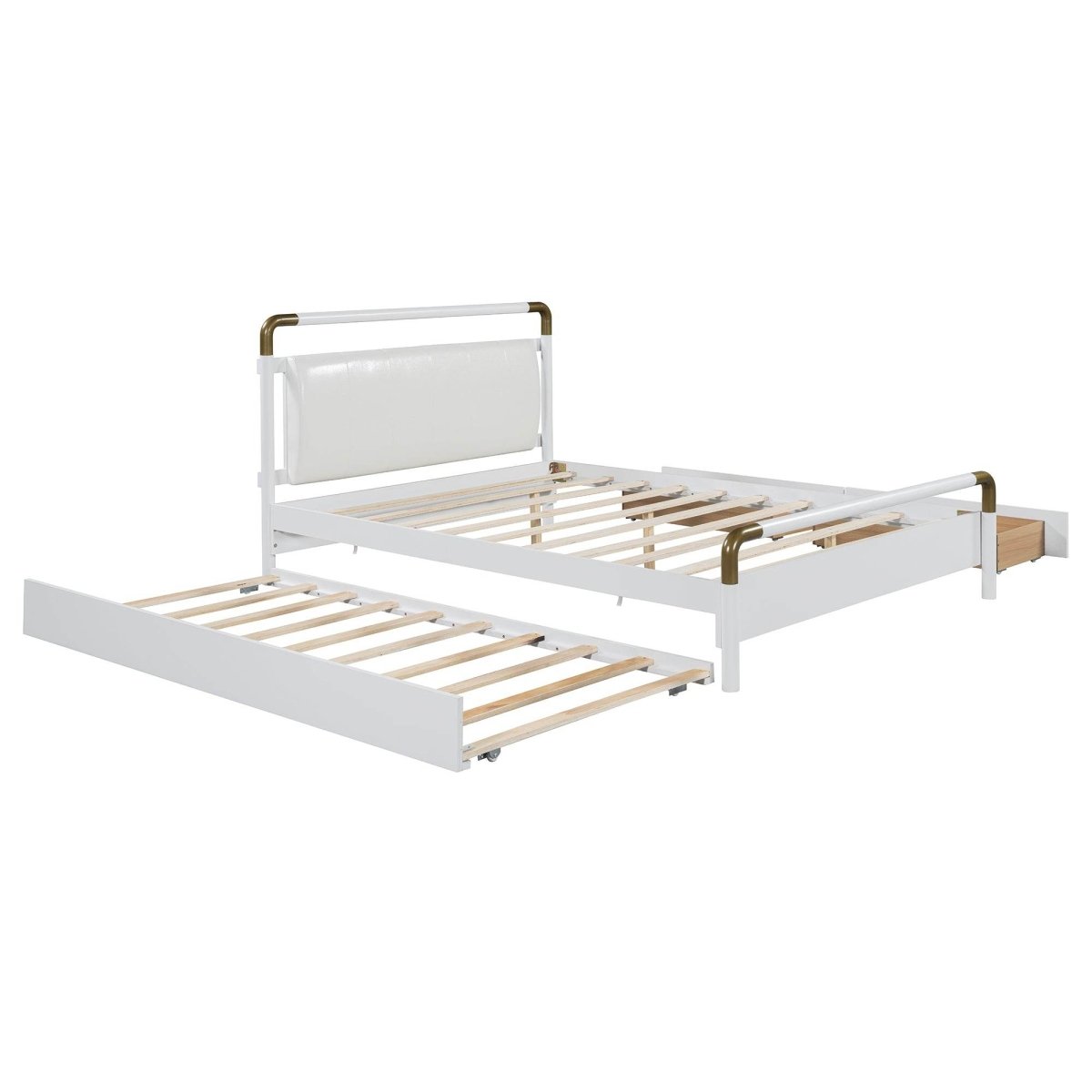 Upholstered Platform Bed With Trundle And Storage Drawers - Sleep Galleria