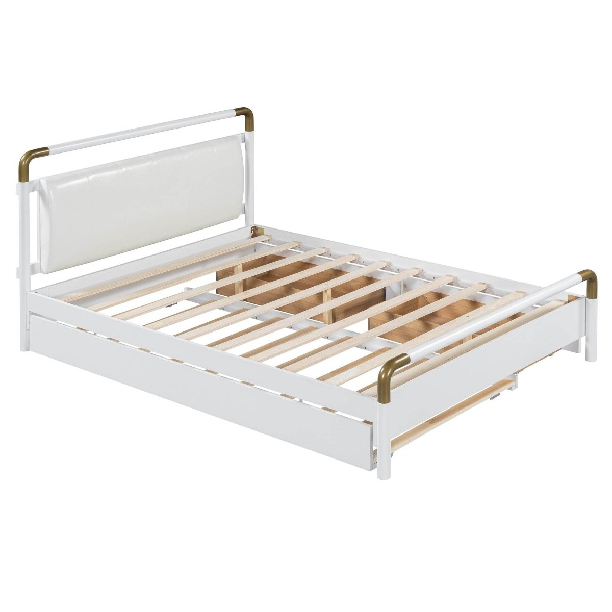 Upholstered Platform Bed With Trundle And Storage Drawers - Sleep Galleria
