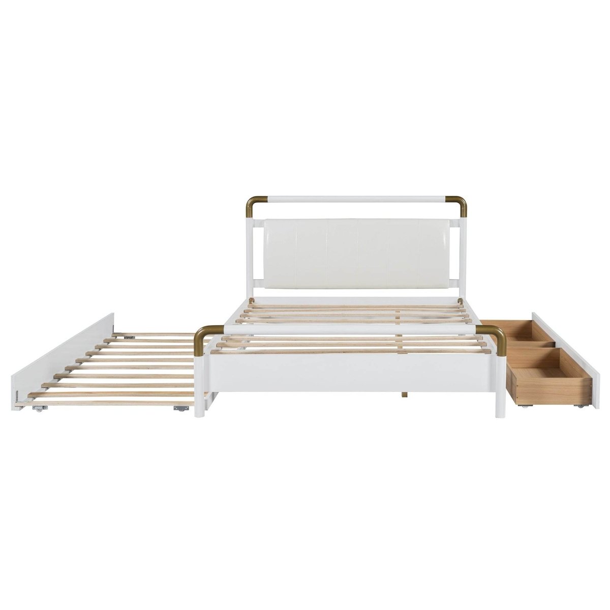 Upholstered Platform Bed With Trundle And Storage Drawers - Sleep Galleria