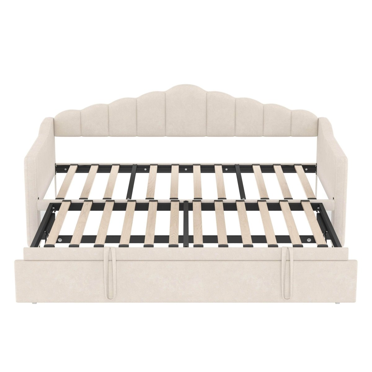 Upholstered Twin Velvet Daybed With Adjustable Trundle And USB Charging - Omega Lifestyles