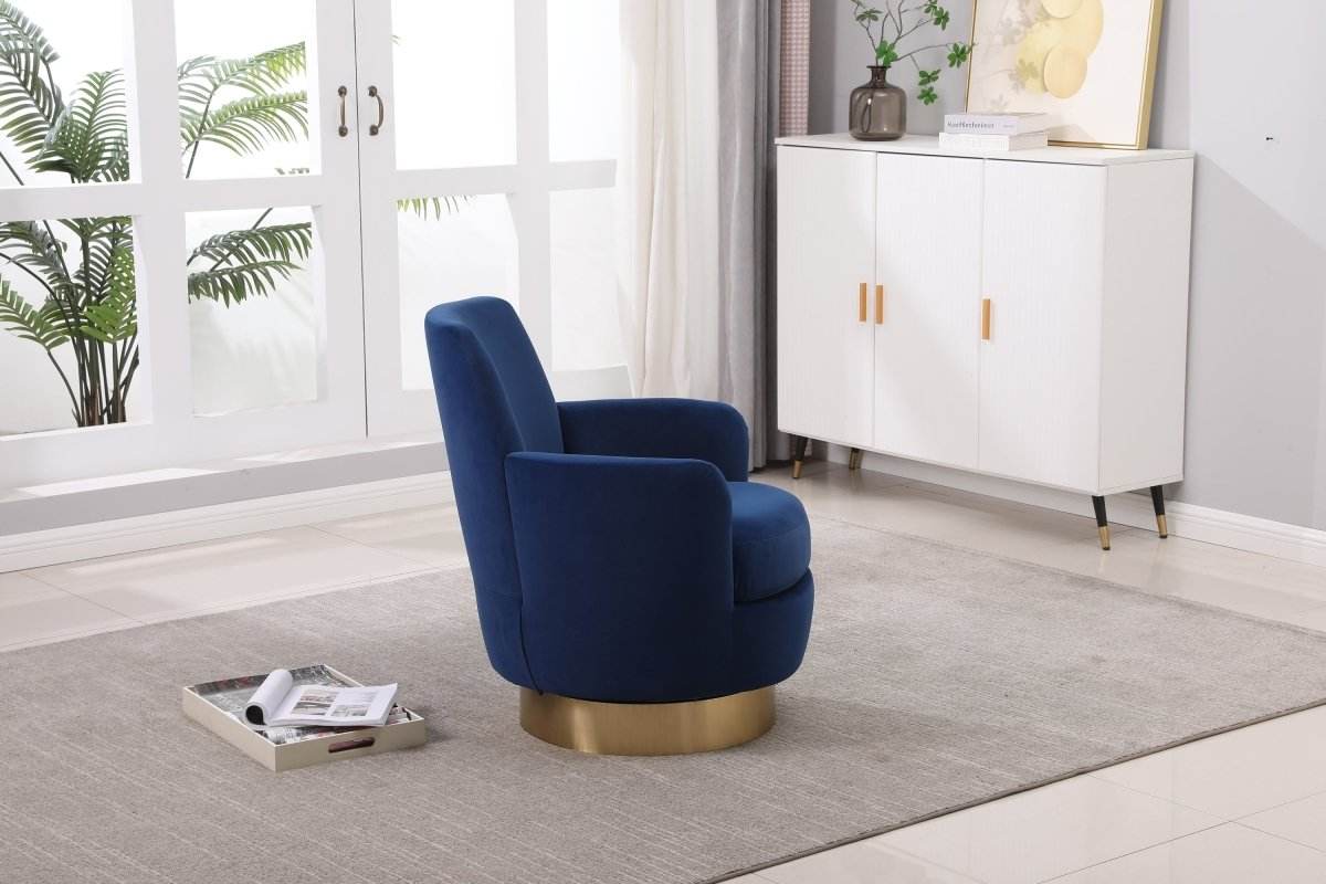 Velvet Swivel Barrel Accent Chair With Iron Base - Sleep Galleria