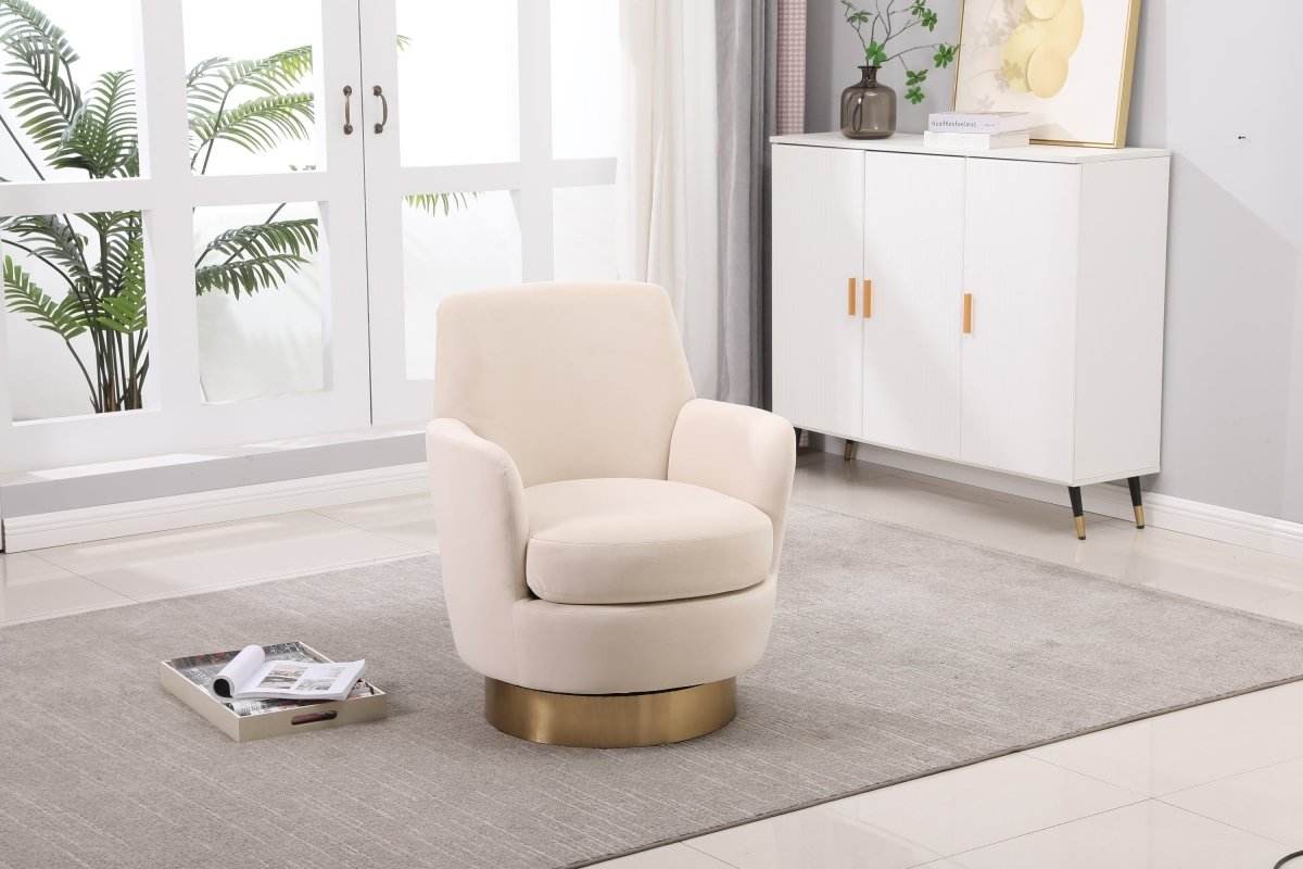 Velvet Swivel Barrel Accent Chair With Iron Base - Sleep Galleria