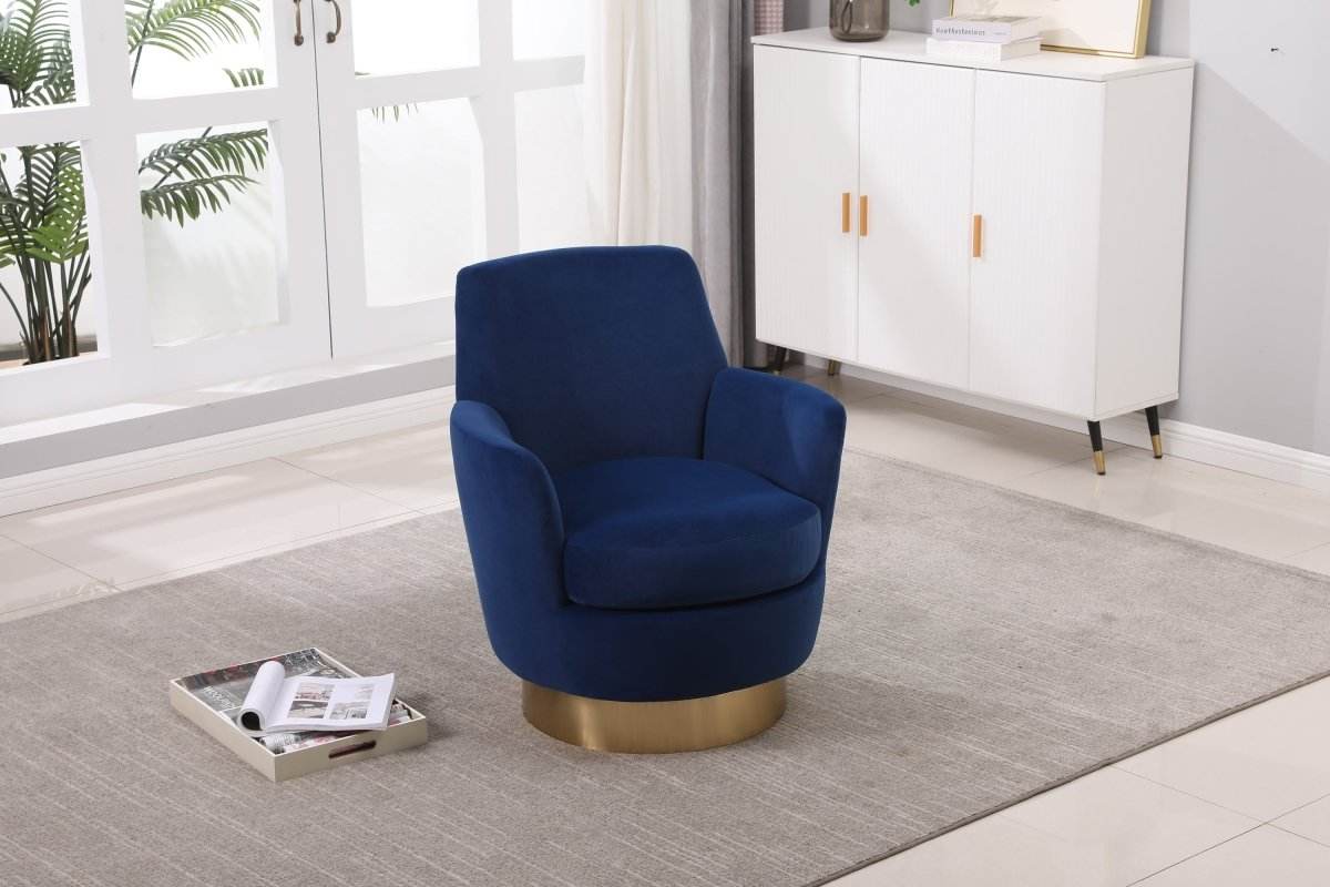 Velvet Swivel Barrel Accent Chair With Iron Base - Sleep Galleria