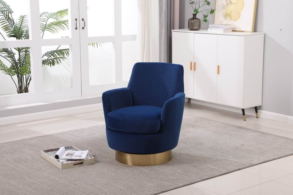Velvet Swivel Barrel Accent Chair With Iron Base - Sleep Galleria