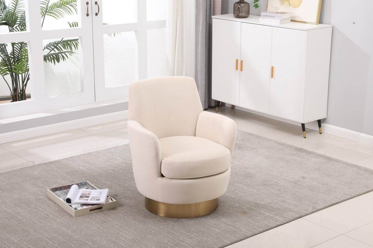Velvet Swivel Barrel Accent Chair With Iron Base - Sleep Galleria