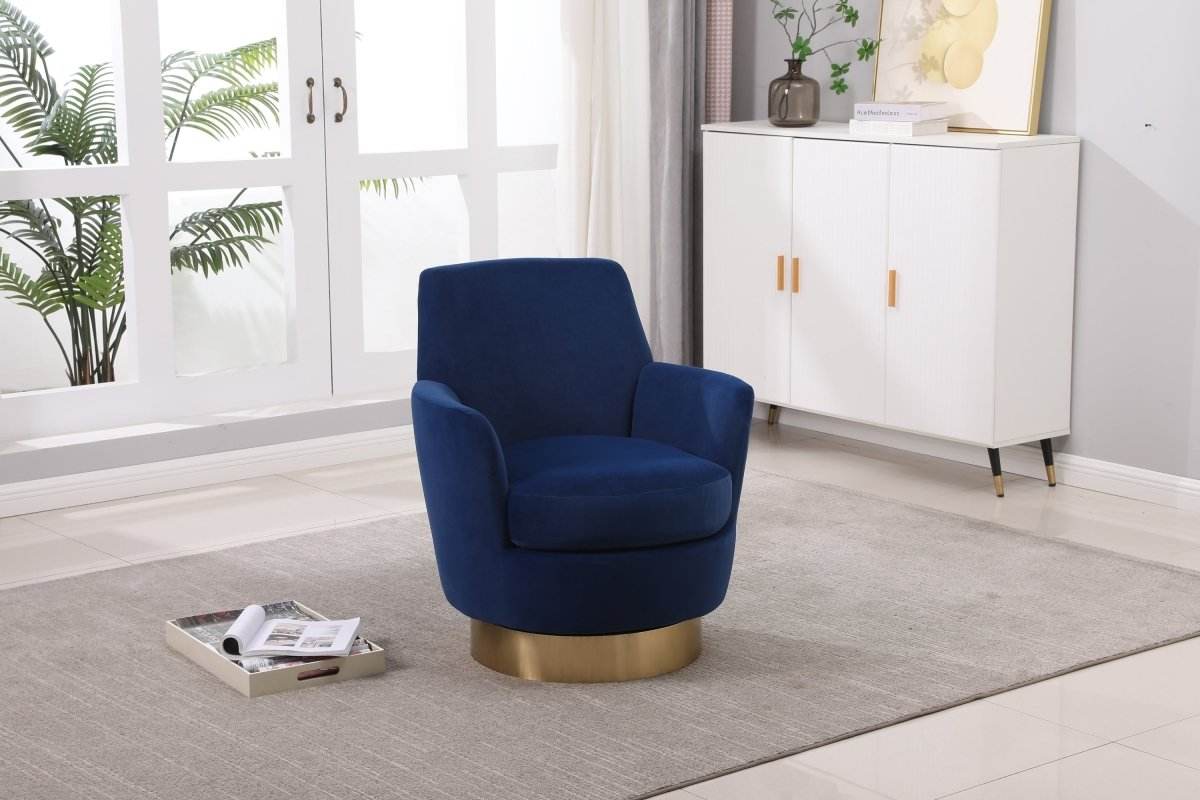 Velvet Swivel Barrel Accent Chair With Iron Base - Sleep Galleria
