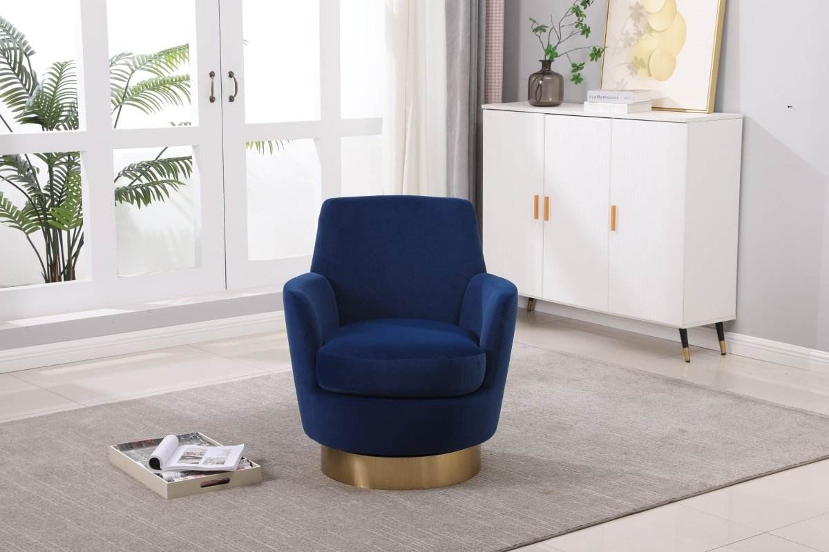 Velvet Swivel Barrel Accent Chair With Iron Base - Sleep Galleria