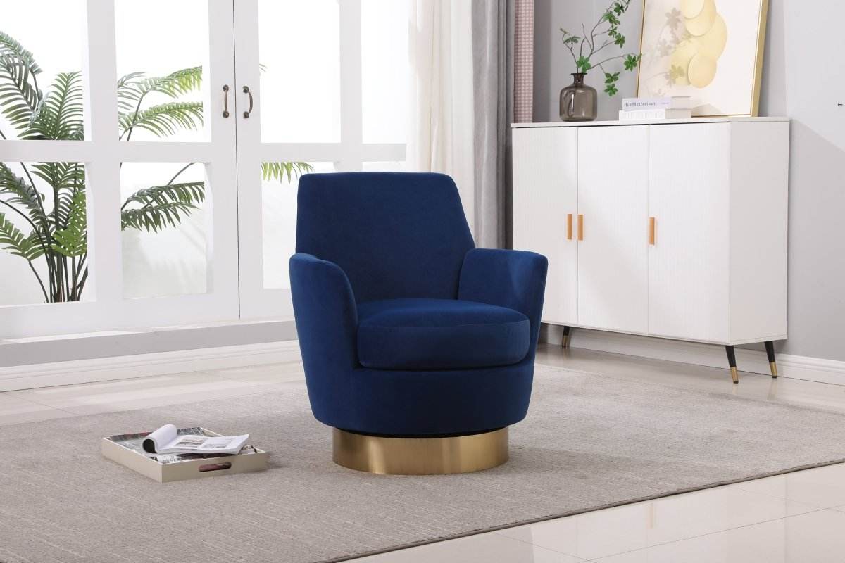Velvet Swivel Barrel Accent Chair With Iron Base - Sleep Galleria