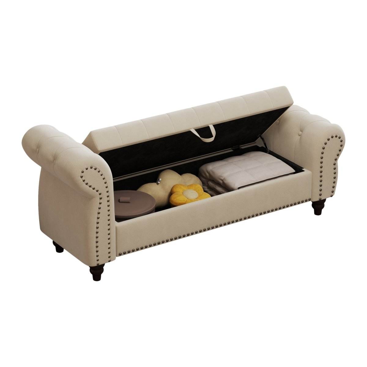 Velvet Upholstered Bed Bench With Storage And Tufted Design - Sleep Galleria