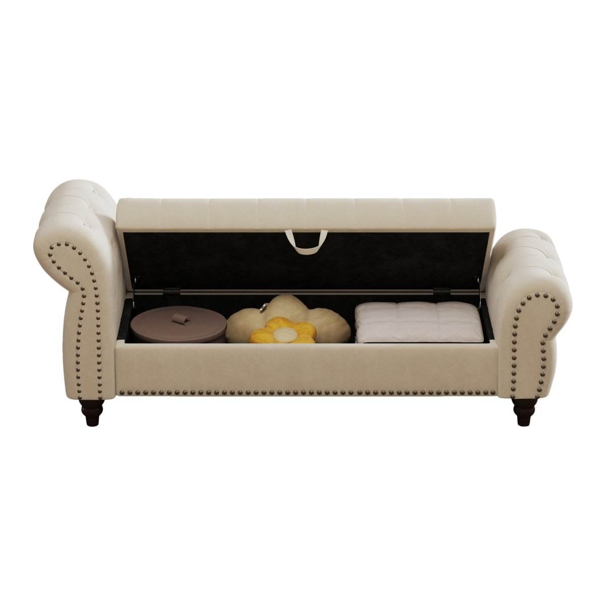 Velvet Upholstered Bed Bench With Storage And Tufted Design - Sleep Galleria