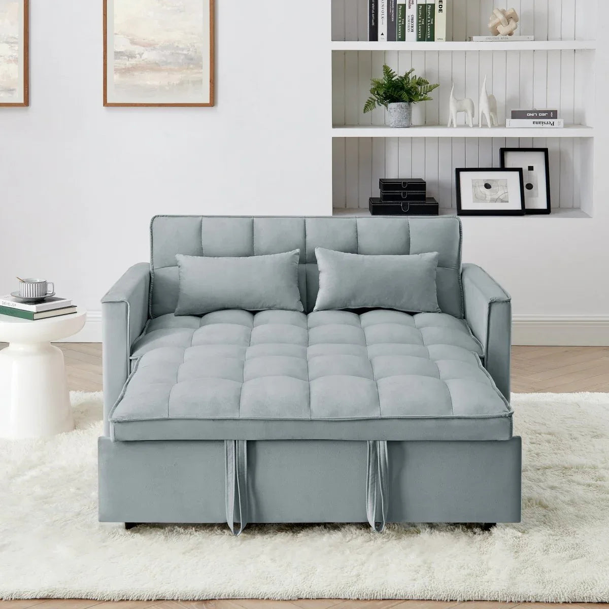 Velvet Upholstered Foldable Adjustable Back Sofa Bed - Omega Lifestyles