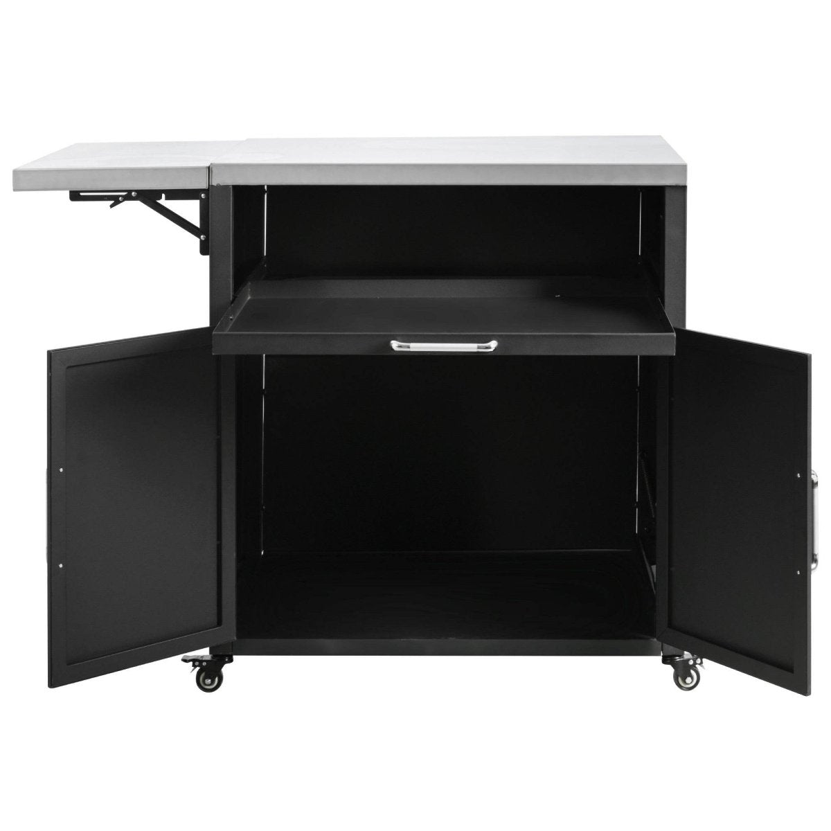 Versatile Matte Black Iron Stainless Steel Outdoor Cabinet - Omega Lifestyles