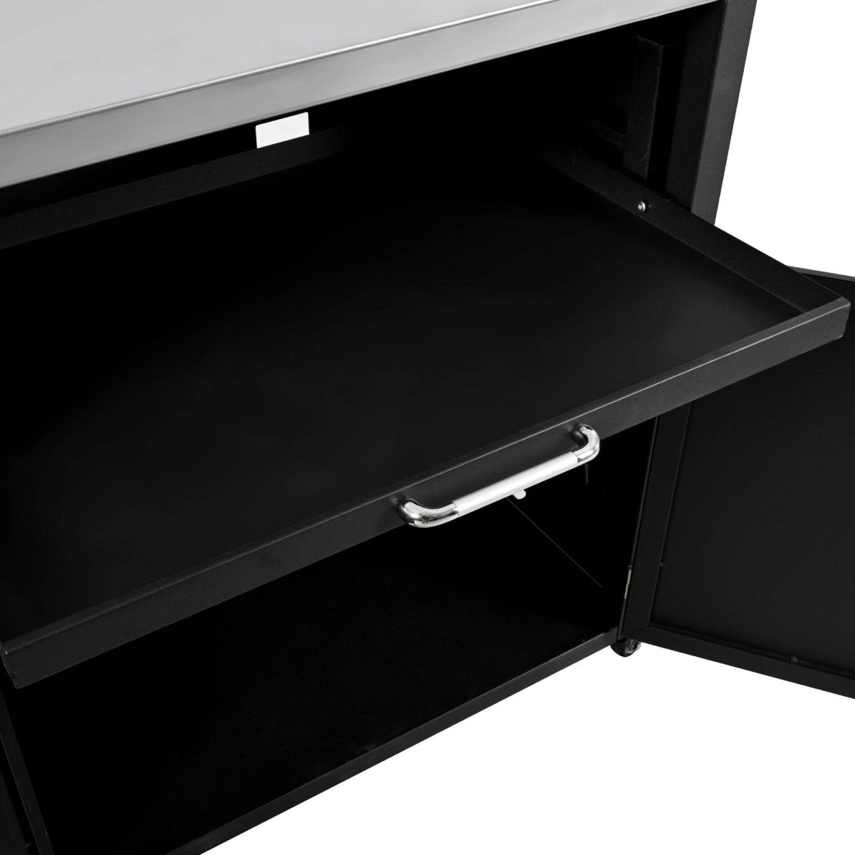 Versatile Matte Black Iron Stainless Steel Outdoor Cabinet - Omega Lifestyles