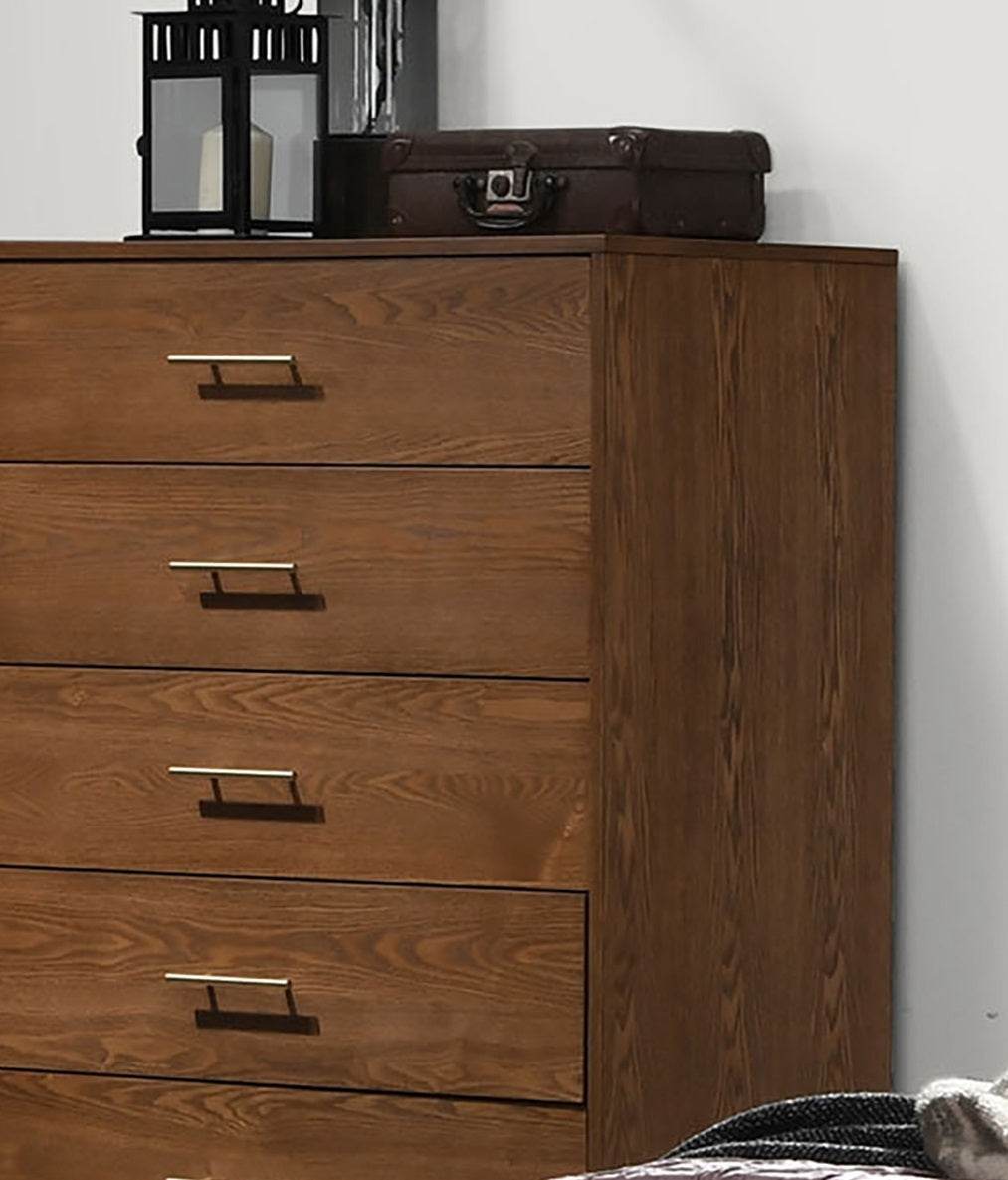 Walnut Solid Wood 5 - Drawer Chest Of Drawers - Serenova - Omega Lifestyles