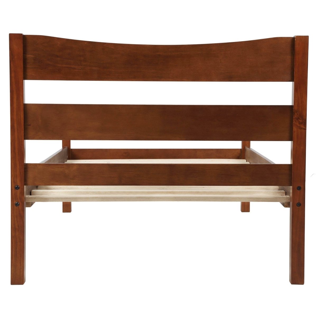 Walnut Twin Solid Wood Platform Bed With Headboard - Serenova - Omega Lifestyles