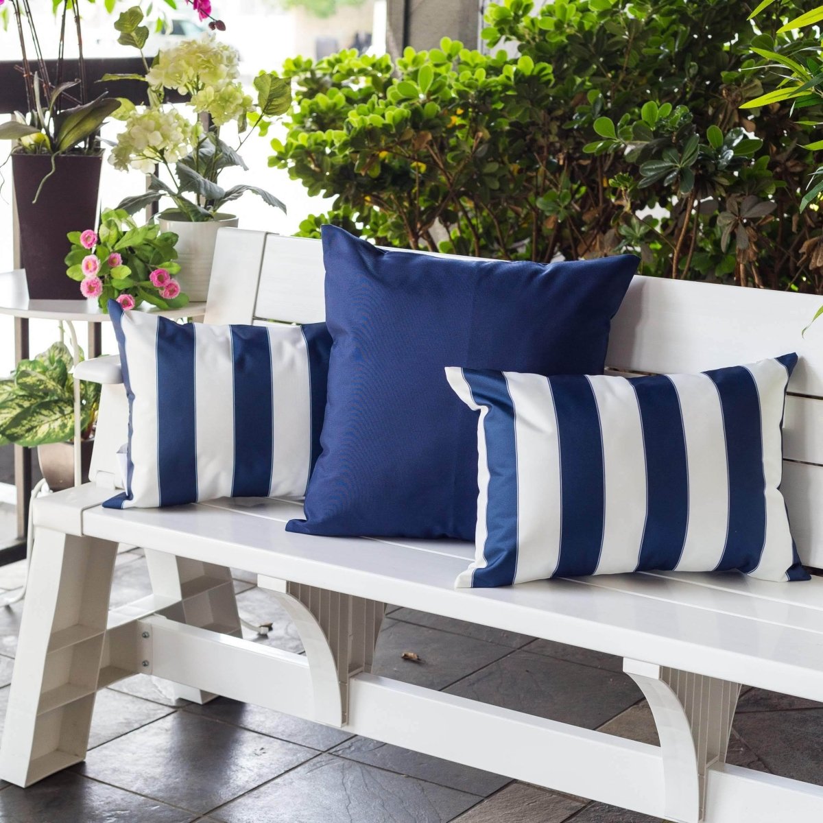 Weather Resistant Navy Polyester Indoor Outdoor Pillow 14x20 - Serenova - Omega Lifestyles