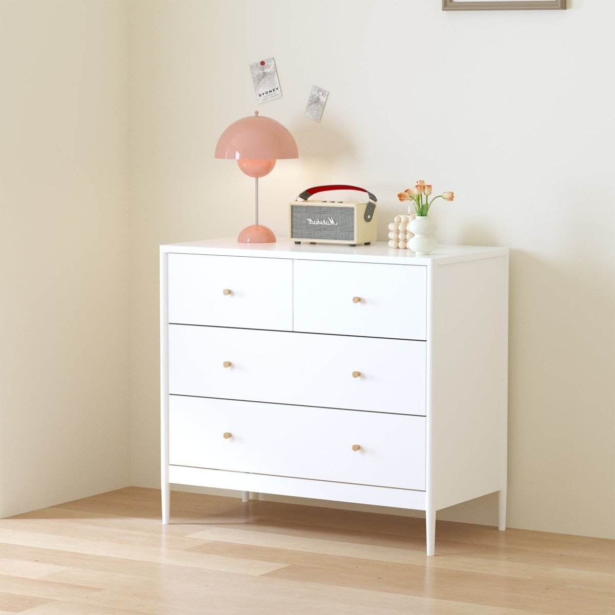 White 4-Drawer Modern Kids Storage Dresser - Sleep Galleria