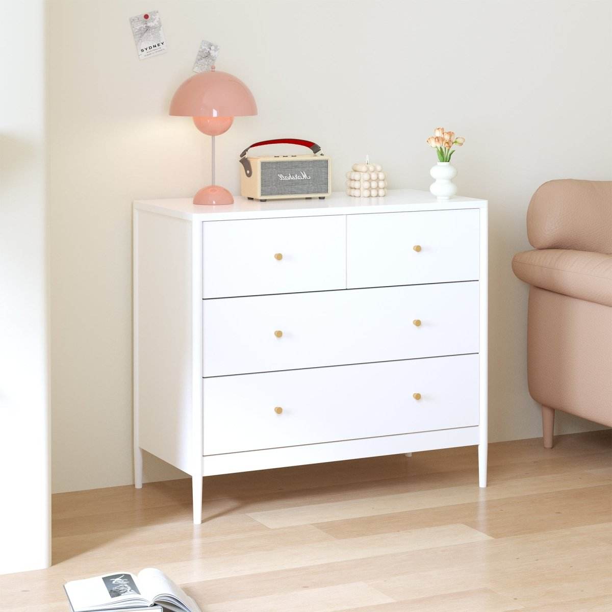 White 4-Drawer Modern Kids Storage Dresser - Sleep Galleria