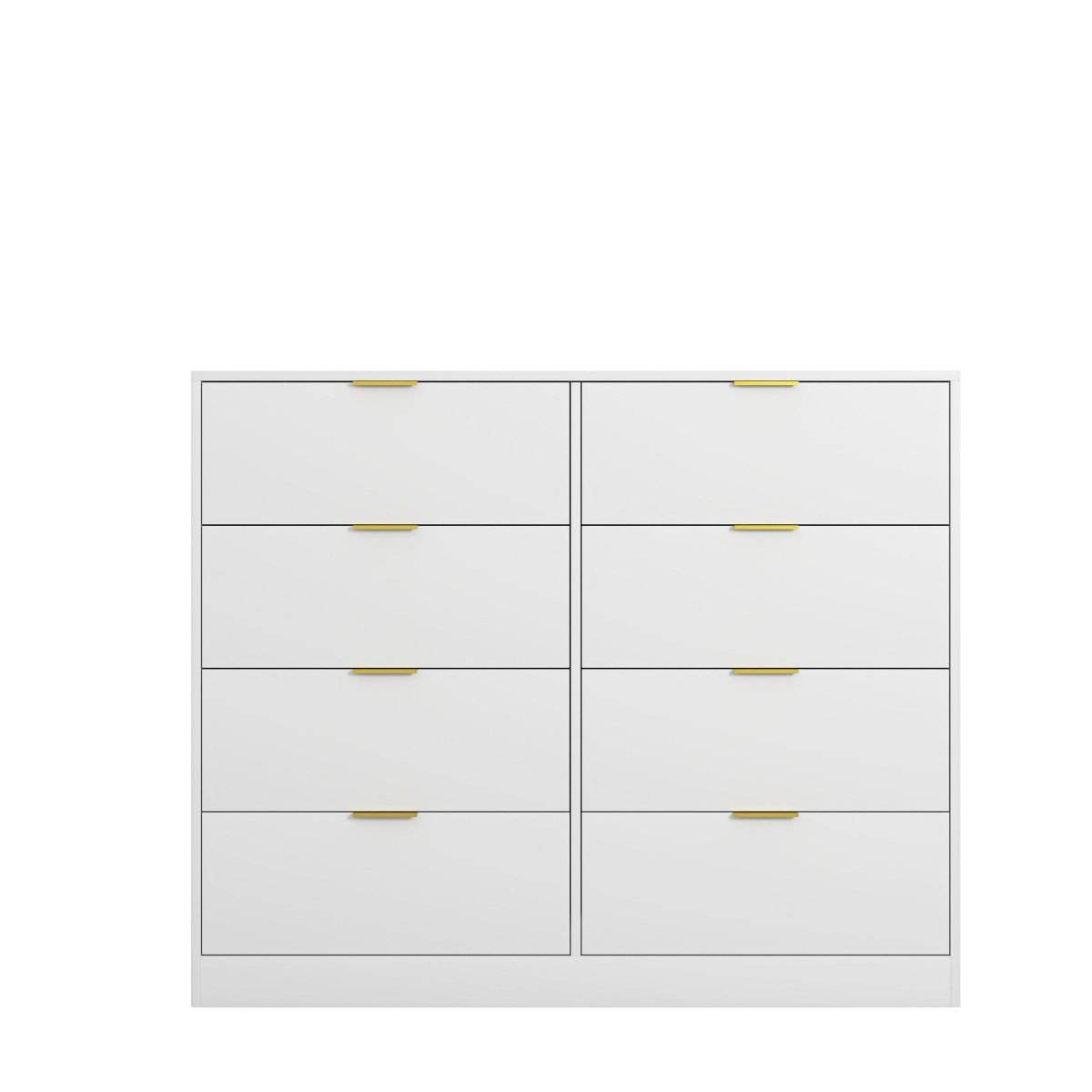 White 8-Drawer Tall Particleboard Storage Dresser - Omega Lifestyles