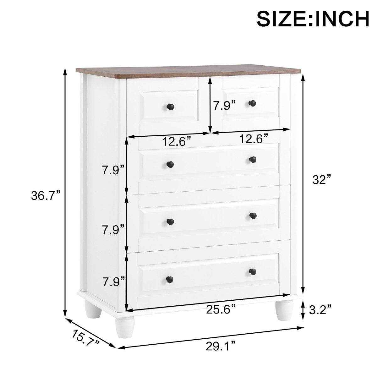 White Classic Modern 5-Drawer Wood Dresser - Sleep Galleria