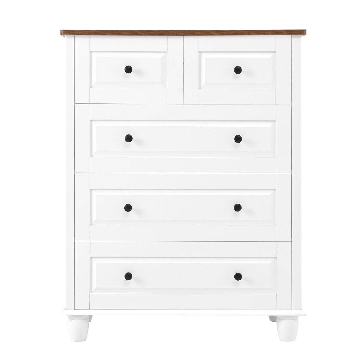 White Classic Modern 5-Drawer Wood Dresser - Sleep Galleria