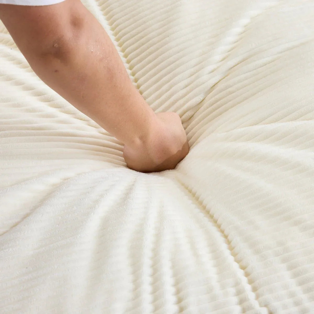 White Corduroy Compressed 4-Seat Medium-Soft Sofa With Pillows - Omega Lifestyles