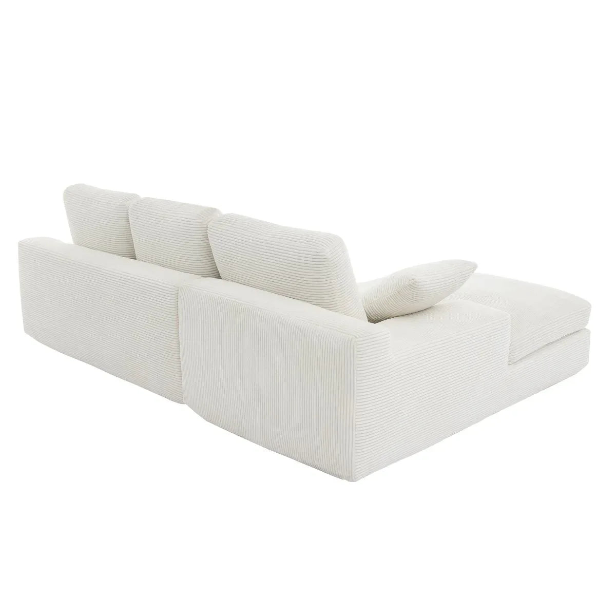 White Corduroy Compressed 4-Seat Medium-Soft Sofa With Pillows - Omega Lifestyles