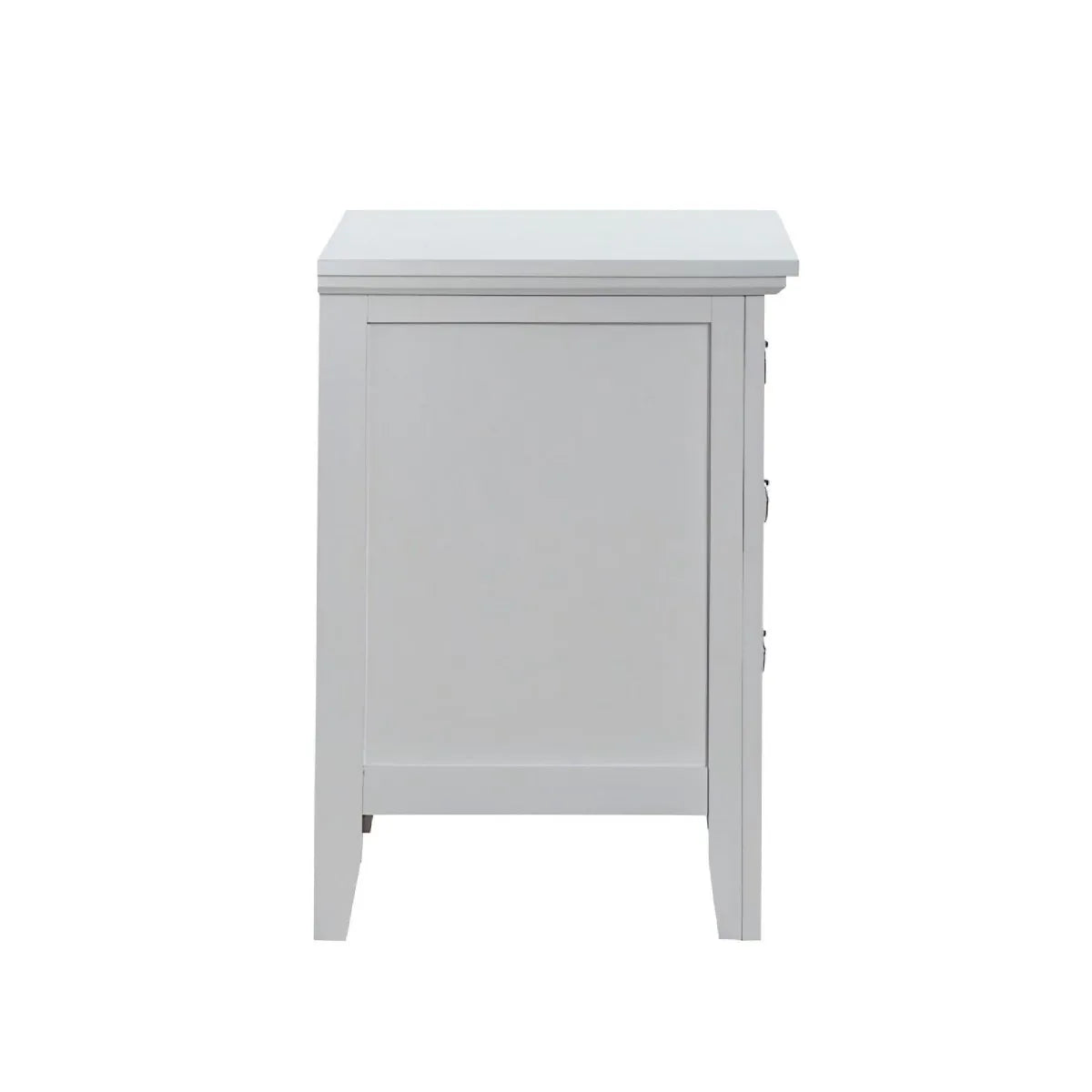 White Wood 3-Drawer Nightstand With Polished Nickel Hardware - Omega Lifestyles