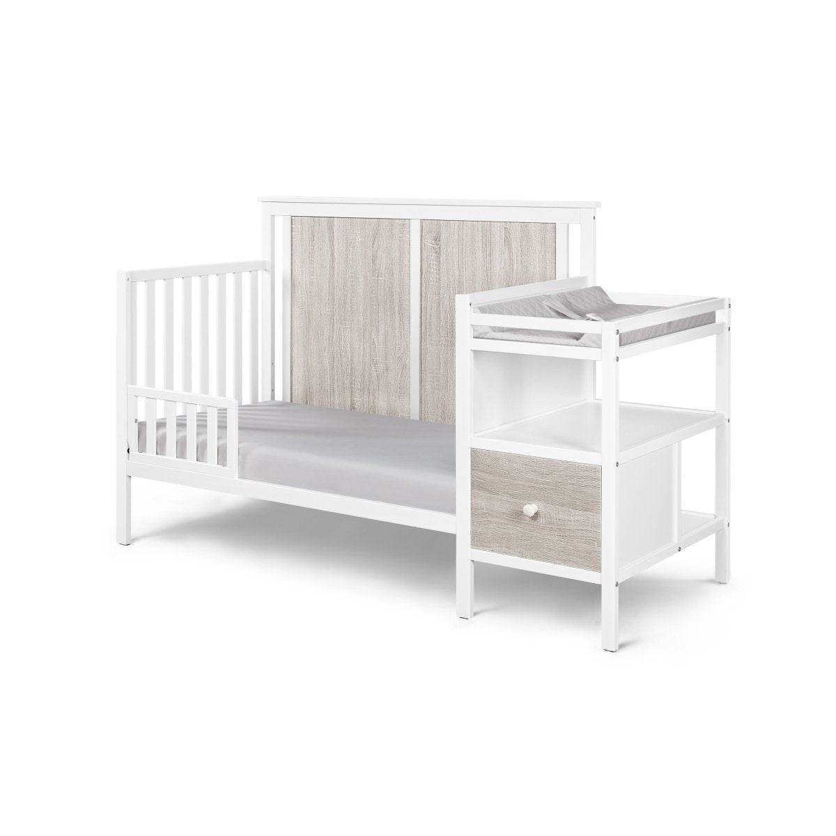 Wooden 4-in-1 Crib and Changer Combo with Shelves - Sleep Galleria
