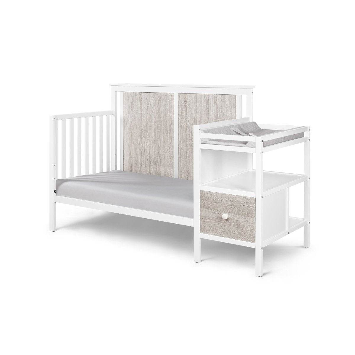 Wooden 4-in-1 Crib and Changer Combo with Shelves - Sleep Galleria