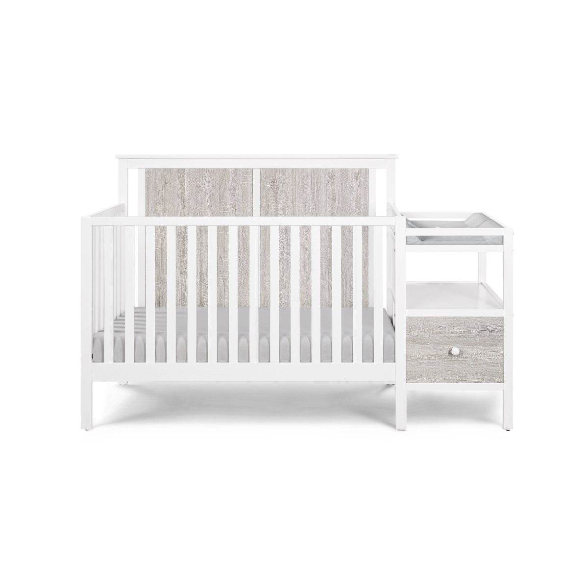 Wooden 4-in-1 Crib and Changer Combo with Shelves - Sleep Galleria