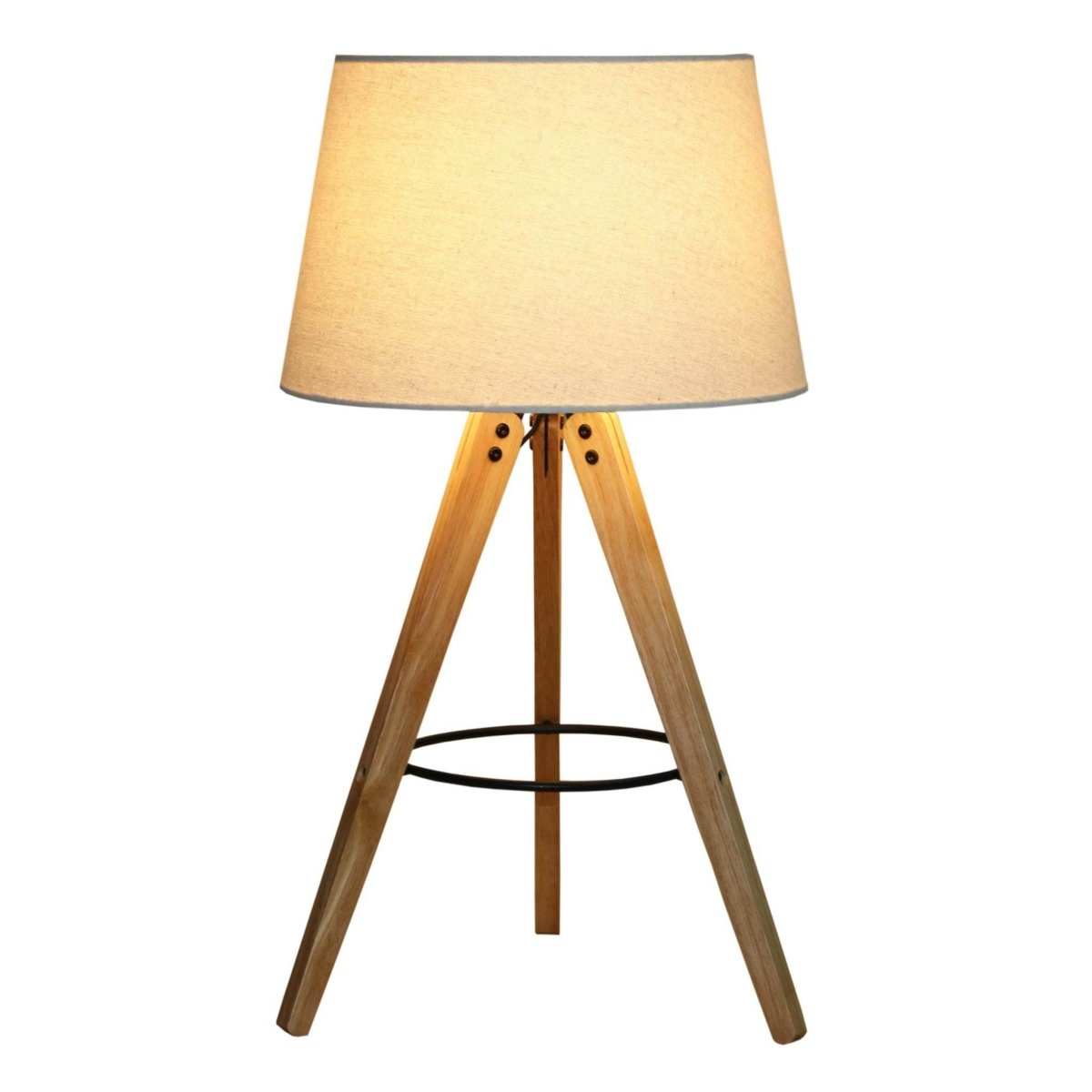 Wooden Tripod Table Lamp With Linen Shade - Sleep Galleria